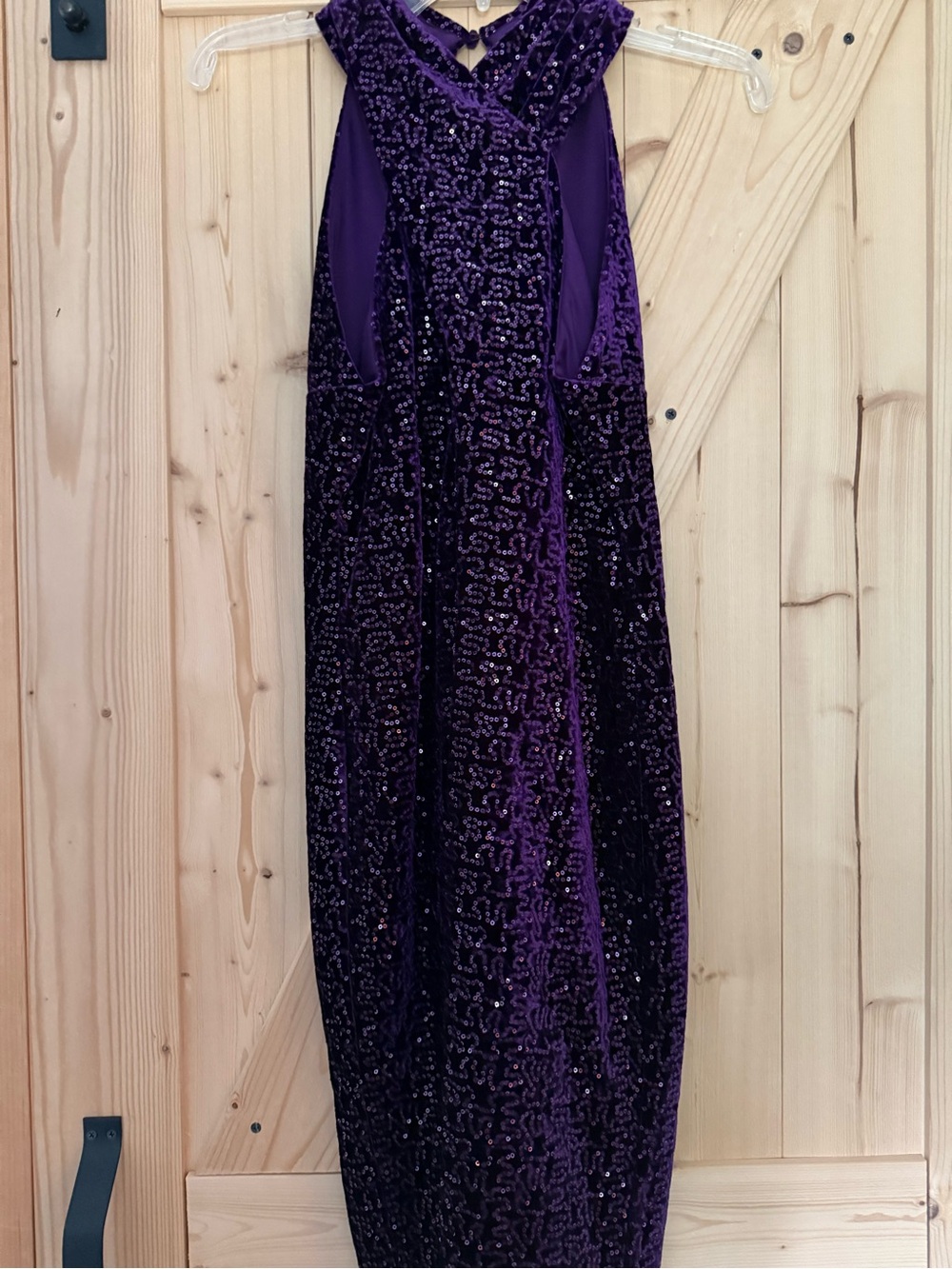 Eliza J Elegant Purple Sequin Velvet Evening Dress